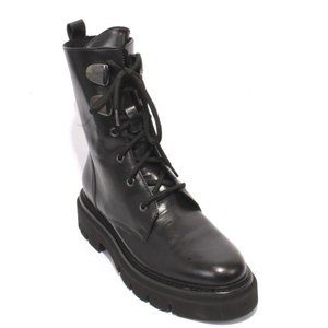Luca Grossi 816a Black Leather Zip-Up Lace-Up Ankle Boots